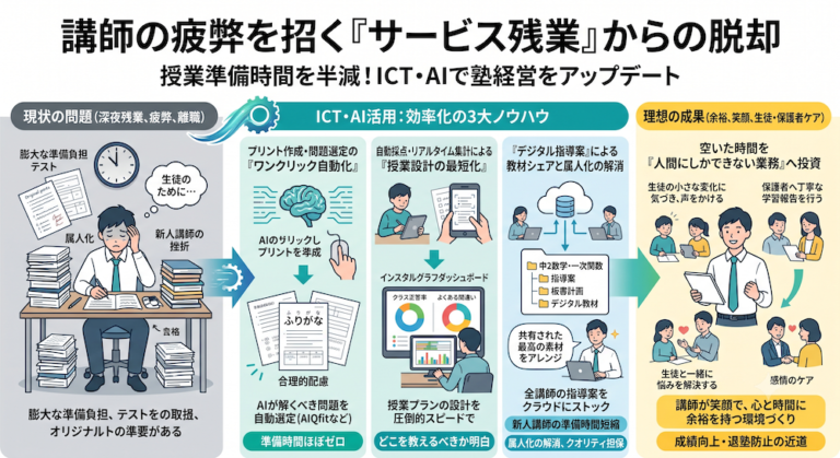 塾での「合理的配慮」を手軽に実現する次世代AI教材『AIQfit（アイキューフィット）』。LD、ADHD、自閉症スペクトラムといった発達障害や勉強が苦手な生徒一人ひとりの特性に合わせ、問題数や宿題、保護者コメントをAIが自動生成。講師の負担を減らし、他塾との差別化を図ります。中学校区1塾限定で受付中。