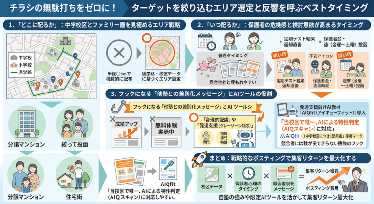 塾での「合理的配慮」を手軽に実現する次世代AI教材『AIQfit（アイキューフィット）』。LD、ADHD、自閉症スペクトラムといった発達障害や勉強が苦手な生徒一人ひとりの特性に合わせ、問題数や宿題、保護者コメントをAIが自動生成。講師の負担を減らし、他塾との差別化を図ります。中学校区1塾限定で受付中。